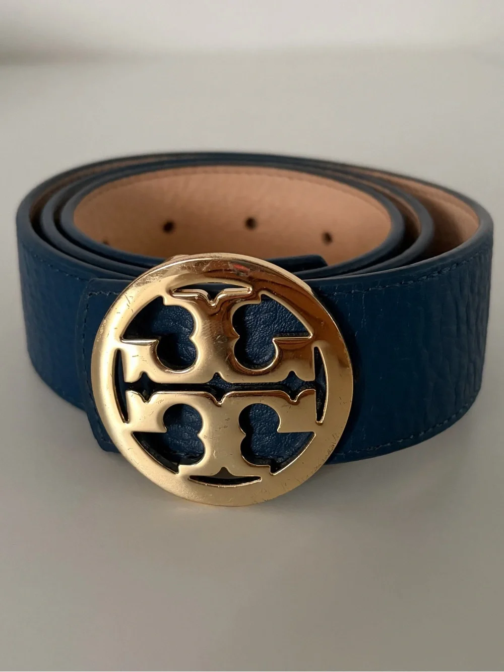 Tory Burch Reversible Leather Buckle Gold Belt